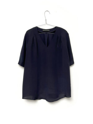 Navy Silk Top